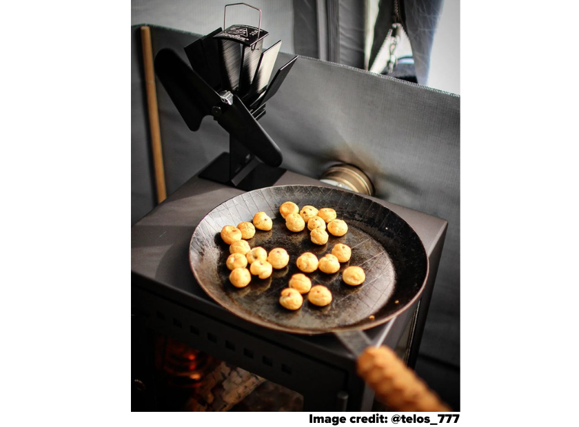 Cooking on a wood stove and Ecofan