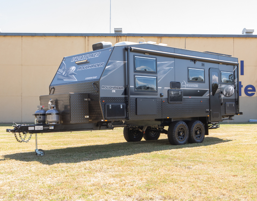 Vacationer caravan on display